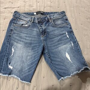 Distressed Denim Bermuda Shorts